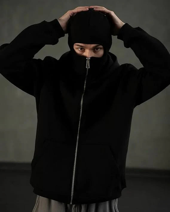 Balaclava Ninja Zipper Hoodie Jacket (BLACK)